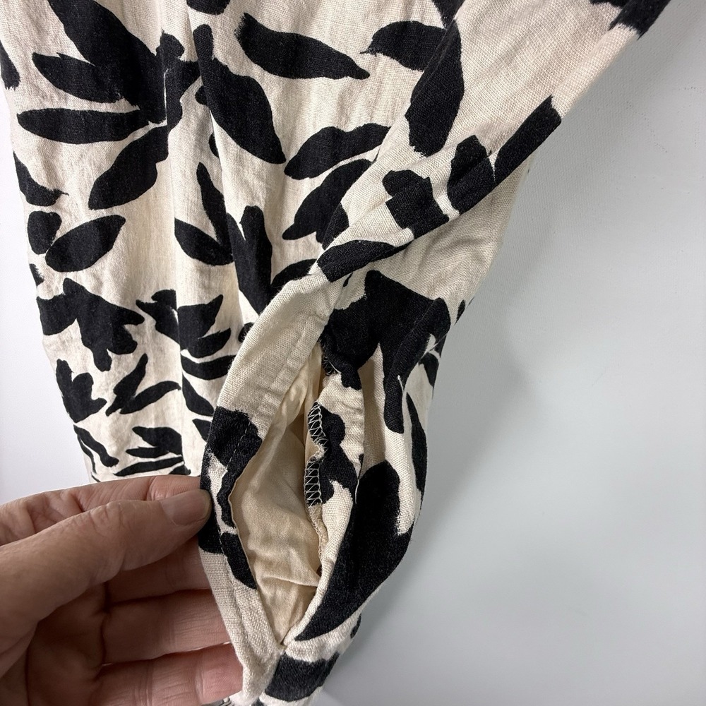 A New Day Women's Linen Blend Sun Dress Strap Black And Tan Pockets XS - Picture 3 of 7